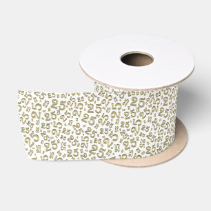 Ruban En Satin Moderne motif de numéro d'anniversaire 25 Or/Blanc