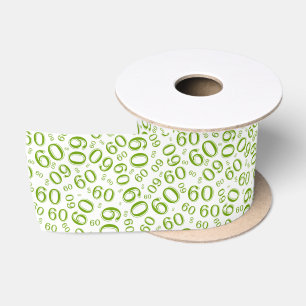 Ruban En Satin Moderne numéro soixantième anniversaire motif vert