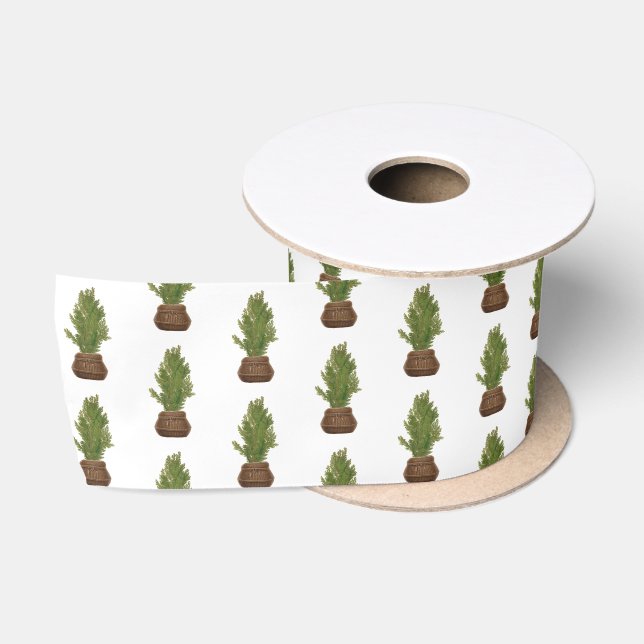 Ruban En Satin Moderne Russe Aquarelle Noël Arbre de Noël (Bobine)