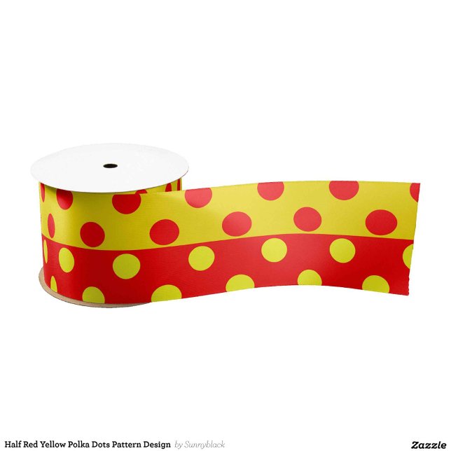 Ruban En Satin Moitié rouge Jaune Pois Design Motif (Créateur téléchargé)