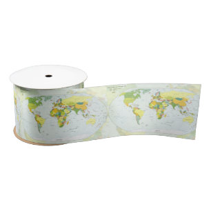 Ruban En Satin monde+carte+globe+pays+atlas
