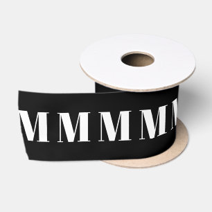 Ruban En Satin Monogramme noir blanc personnalisé initial élég
