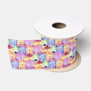Ruban En Satin Monstres d'aquarelle mignonne