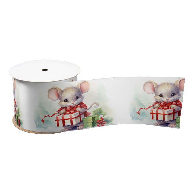 Ruban En Satin Morceau de Noël blanc (Bobine)