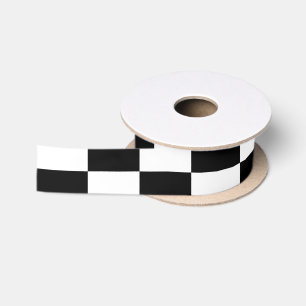 Ruban En Satin Motif à carreaux noir et blanc