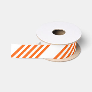 Ruban En Satin Motif à cinq bandes orange et blanc