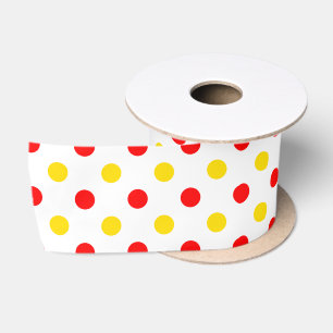Ruban En Satin Motif à pois blancs rouges jaunes
