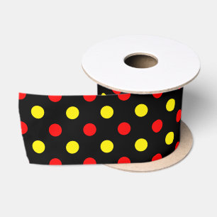 Ruban En Satin Motif à pois jaune rouge noir