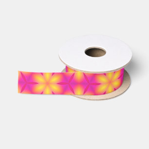 Ruban En Satin Motif Abstrait rose et jaune vif