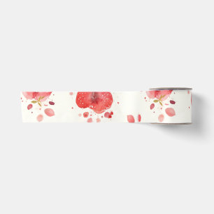Ruban En Satin Motif Aquarelle Fraise Art Fruit Rouge