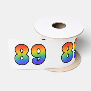 Ruban En Satin Motif arc-en-ciel amusant "89" Numéro d'événement 