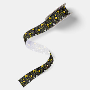 Ruban En Satin Motif Art Déco Or Argent Noir