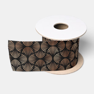 Ruban En Satin Motif Art déco or rose et diamants noirs