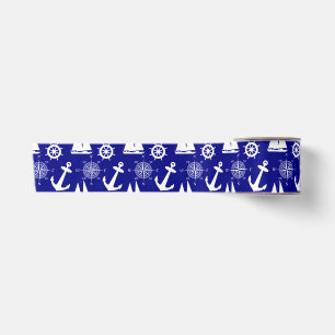 Ruban En Satin Motif bleu blanc de la marine