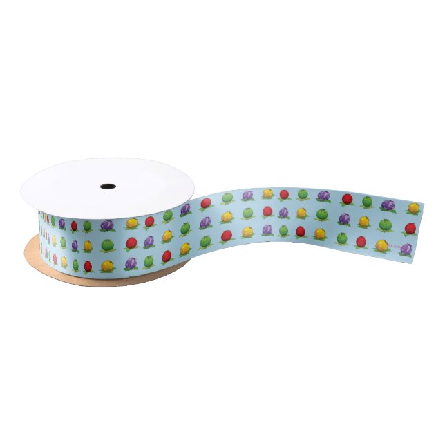 Ruban En Satin Motif bleu de baie (Bobine)