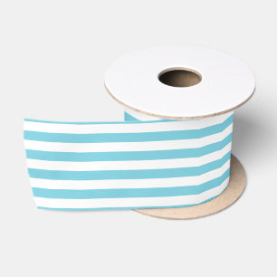 Ruban En Satin Motif bleu et blanc de rayure