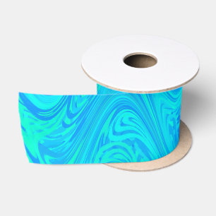 Ruban En Satin Motif bleu marbling