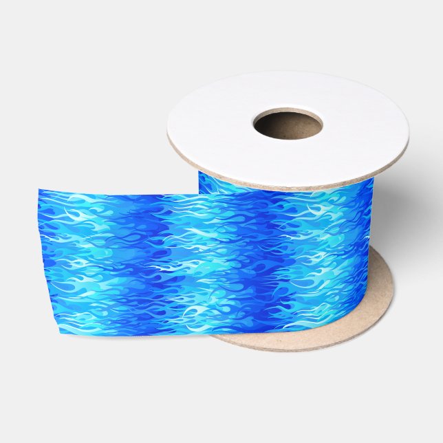 Ruban En Satin Motif Blue Flames - Hot Rod (Bobine)
