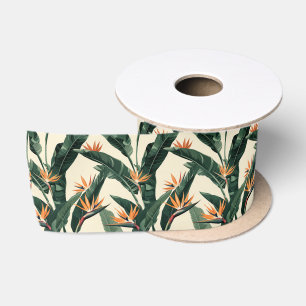 Ruban En Satin Motif botanique Oiseau de Paradis