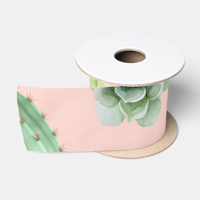 Ruban En Satin Motif Cactus 8 (Bobine)