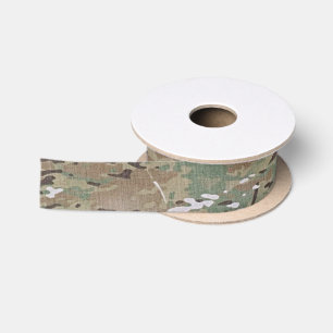 Ruban En Satin Motif Camo Chasse Brown