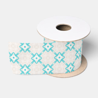 Ruban En Satin Motif Carré Navajo Aqua Tan