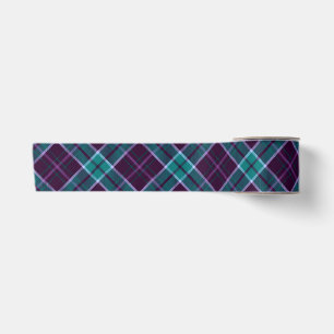 Ruban En Satin Motif carreau de Noël bleu et violet