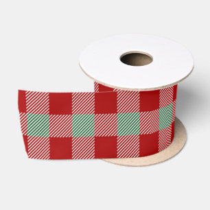 Ruban En Satin Motif carreaux écossais rouge de Noël Buffalo