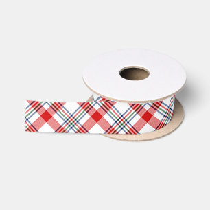 Ruban En Satin Motif carreaux rouge vert bleu blanc classique