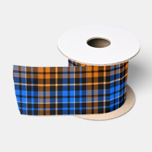 Ruban En Satin Motif carreaux tartan orange bleu noir