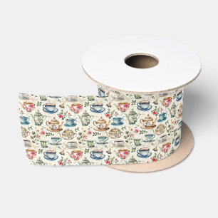 Ruban En Satin Motif carrelé à thé mignon