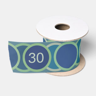 Ruban En Satin Motif Cercles Bleus Anniversaire Personnalisé Âge