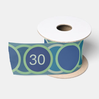 Ruban En Satin Motif Cercles Bleus Anniversaire Personnalisé Âge