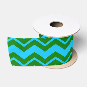 Ruban En Satin Motif chevron zigzag bleu vert