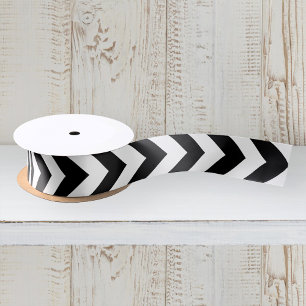 Ruban En Satin Motif chevron zigzag noir et blanc moderne