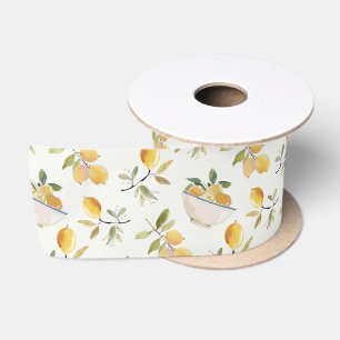 Ruban En Satin Motif citron de campagne française