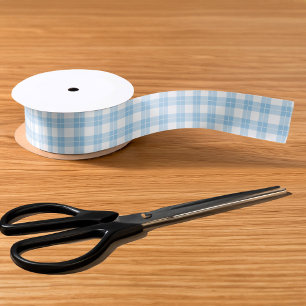 Ruban En Satin Motif classique bleu clair et blanc