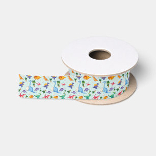 Ruban En Satin Motif coloré de dinosaures