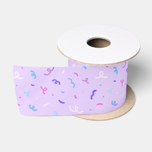 Ruban En Satin Motif Confetti violet