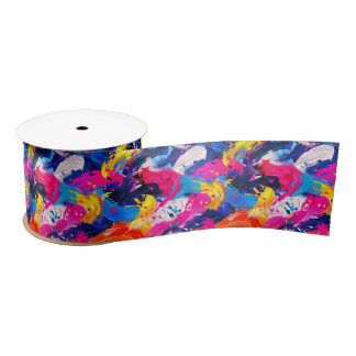 Ruban En Satin motif coups de pinceaux