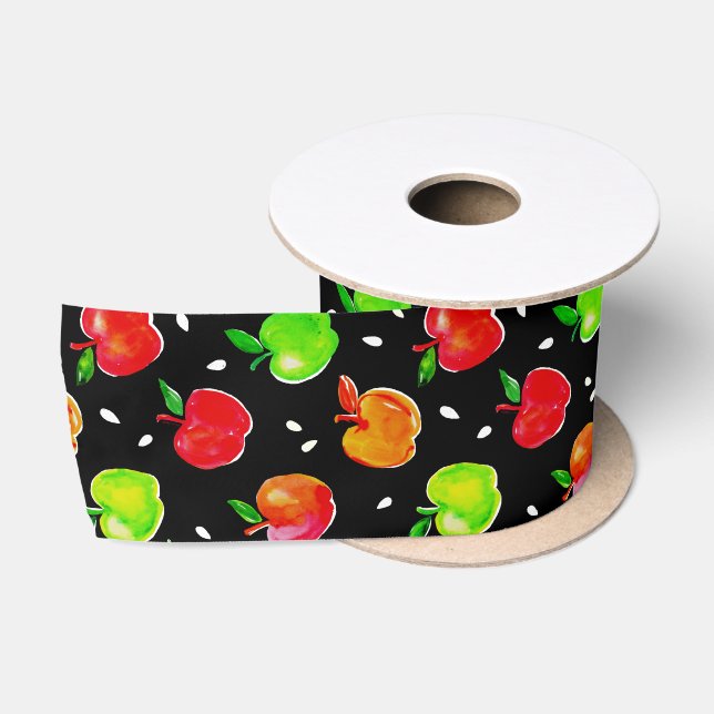 Ruban En Satin Motif d'application d'aquarelle vive (Bobine)