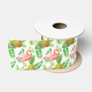 Ruban En Satin Motif d'aquarelle de jardin tropical