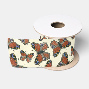 Ruban En Satin Motif d'aquarelle papillons