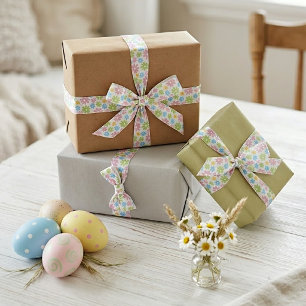 Ruban En Satin Motif d'art coloré Cute Retro Summer Flower