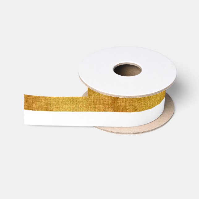 Ruban En Satin Motif de badge Gold Foil White Stripes (Bobine)