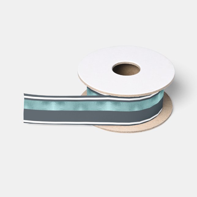 Ruban En Satin Motif de bande de Noël ID Turquoise862 (Bobine)