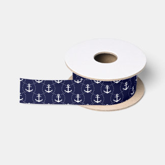 Ruban En Satin Motif de cercle d'ancre de marine