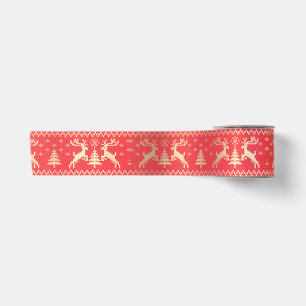 Ruban En Satin Motif de cerfs roux et or