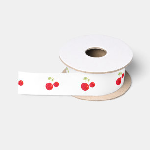 Ruban En Satin Motif de cerises d'aquarelle