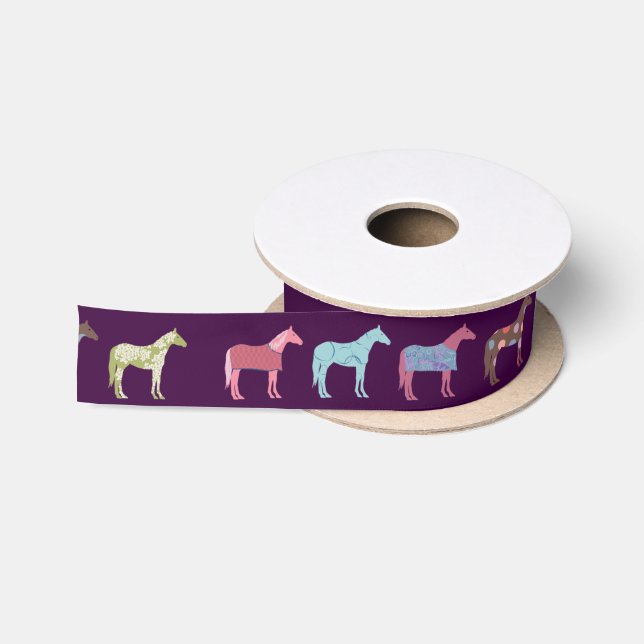 Ruban En Satin Motif de cheval coloré (Bobine)
